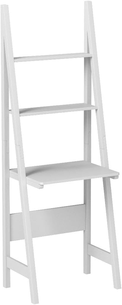 Haotian Ladder Desk with Shelves, Wall Desk for Small Space, Secretary Desk Workstation Dresser Shelf Freestanding Bookshelf, White FRG60-W