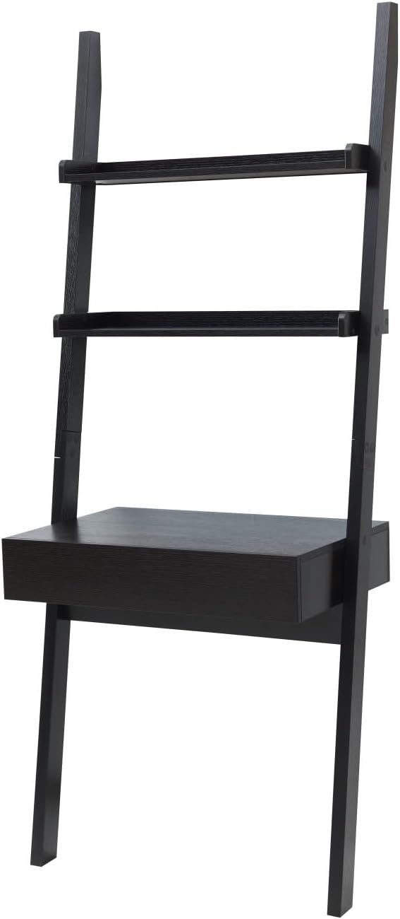 Modern Home Office Desk with Ladder Bookcase - 2 Shelves 1 Drawer - Space-Saving Workspace for Your Desk