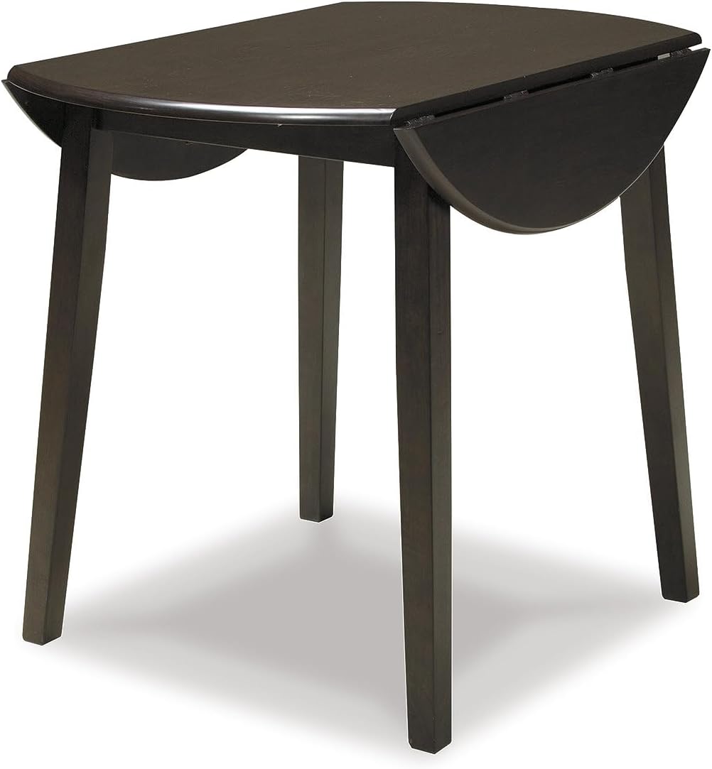 Signature Design by Ashley Hammis Round Dining Room Drop Leaf Table, Seats up to 4, Hinged Drop Leaves, Wood, 36.38" W x 36.38" D x 29.88" H, Dark Brown