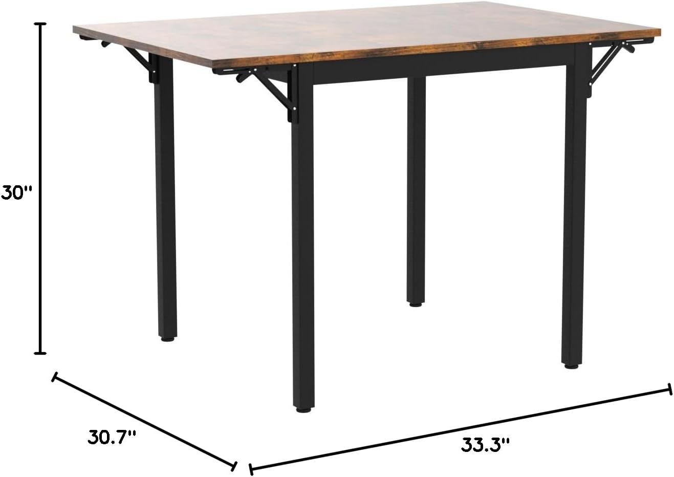 VASAGLE Folding Dining Table, Kitchen Table, Drop Leaf Extendable Table for Small Spaces, Seats 2-4 People, Industrial, Rustic Brown and Black UKDT077B01