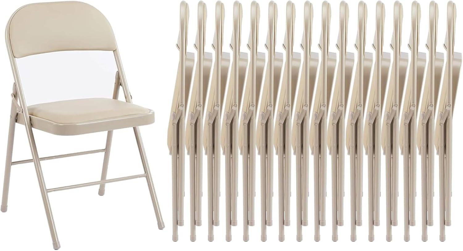 Sweetcrispy Folding Chair 4 Pack, Leather Padded Folding Chairs, Sturdy Metal Foldable Chairs, Easy to Use and Store, Outdoor and Indoor, for Home, Office, Party, Comfy, Black