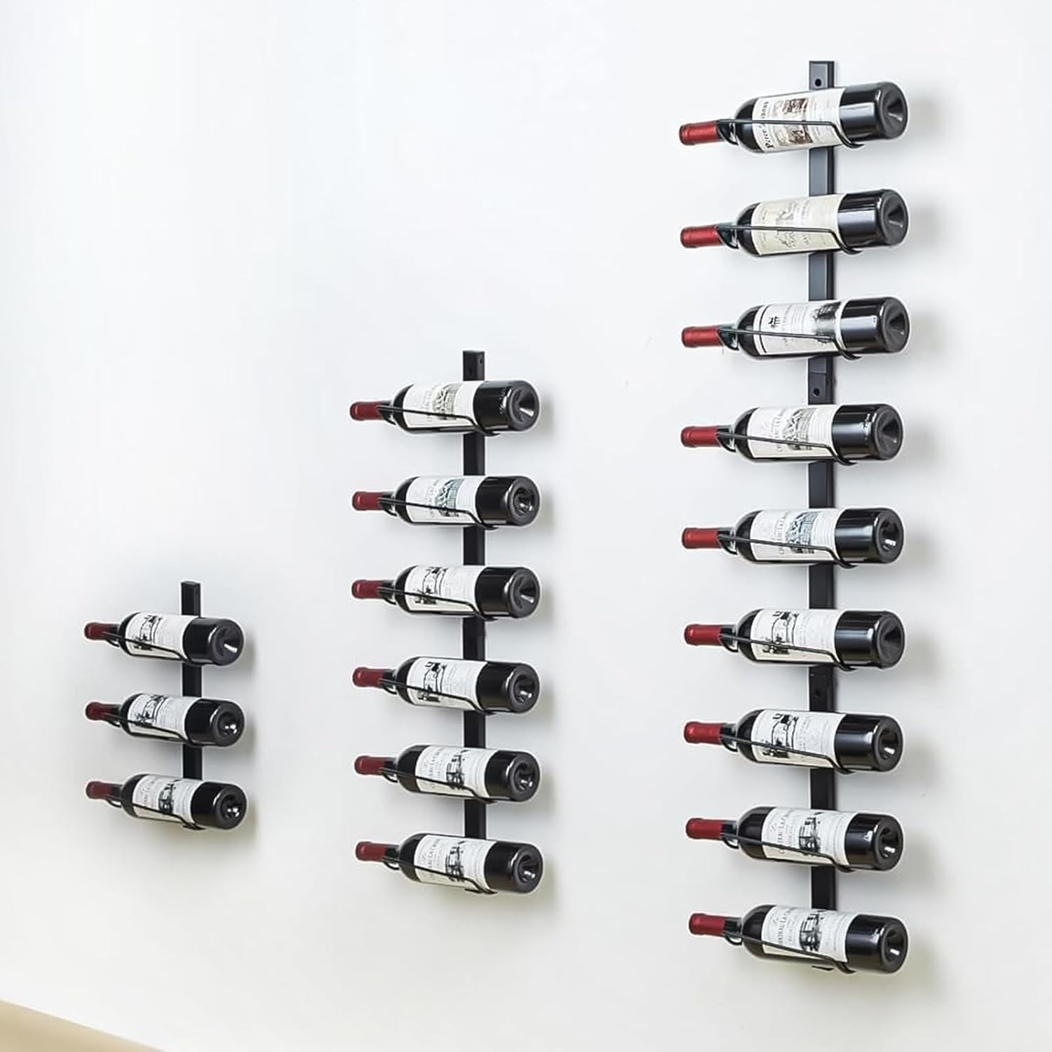 2 Pack 12 Bottle Wall Wine Rack for 24 Wine Bottles, DIY Detachable Wall Mount Wine Rack, Wine Storage Organizer Display Holder Used As One or Four, for Dining Room, Wine Cellar, New Year's Gift