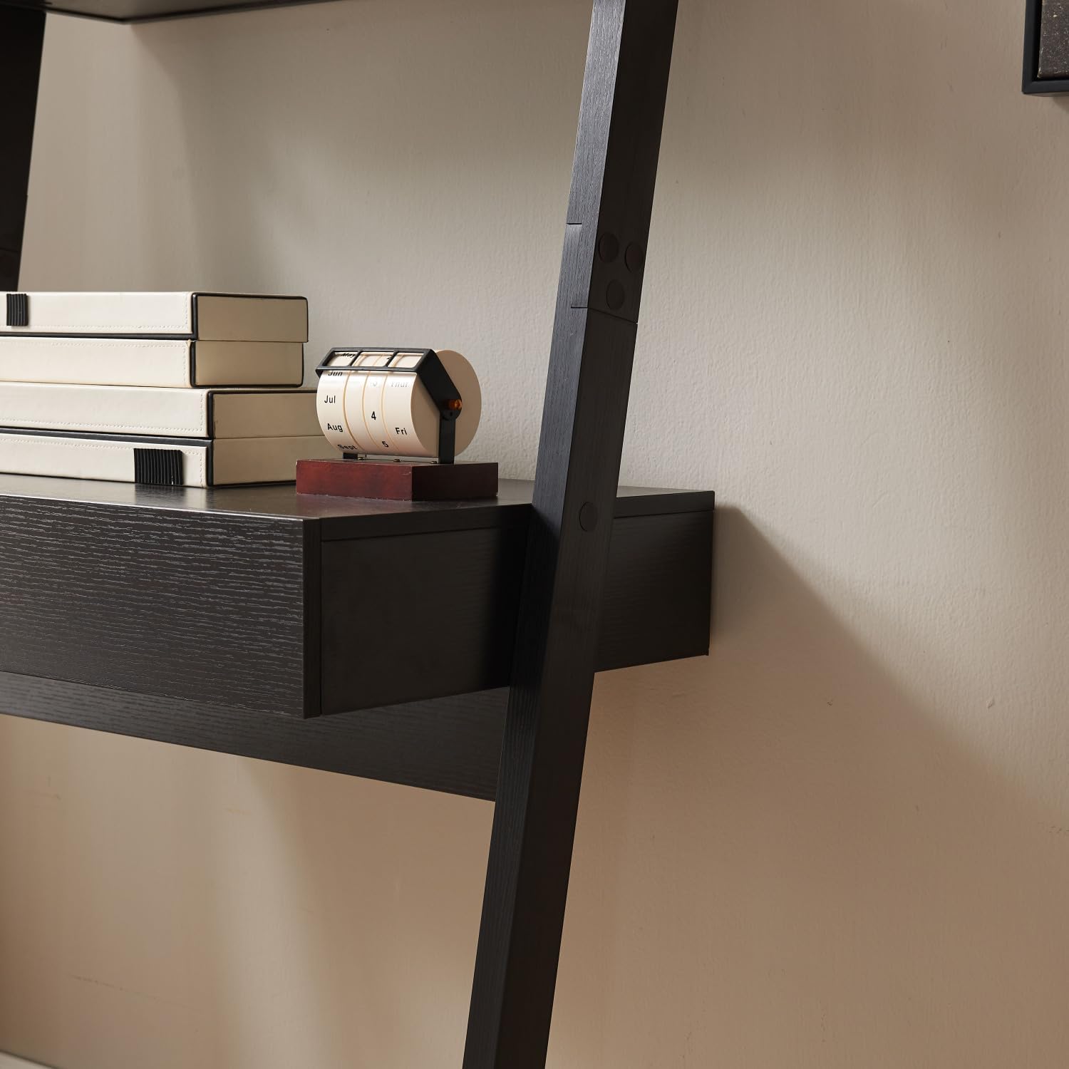 Modern Home Office Desk with Ladder Bookcase - 2 Shelves 1 Drawer - Space-Saving Workspace for Your Desk