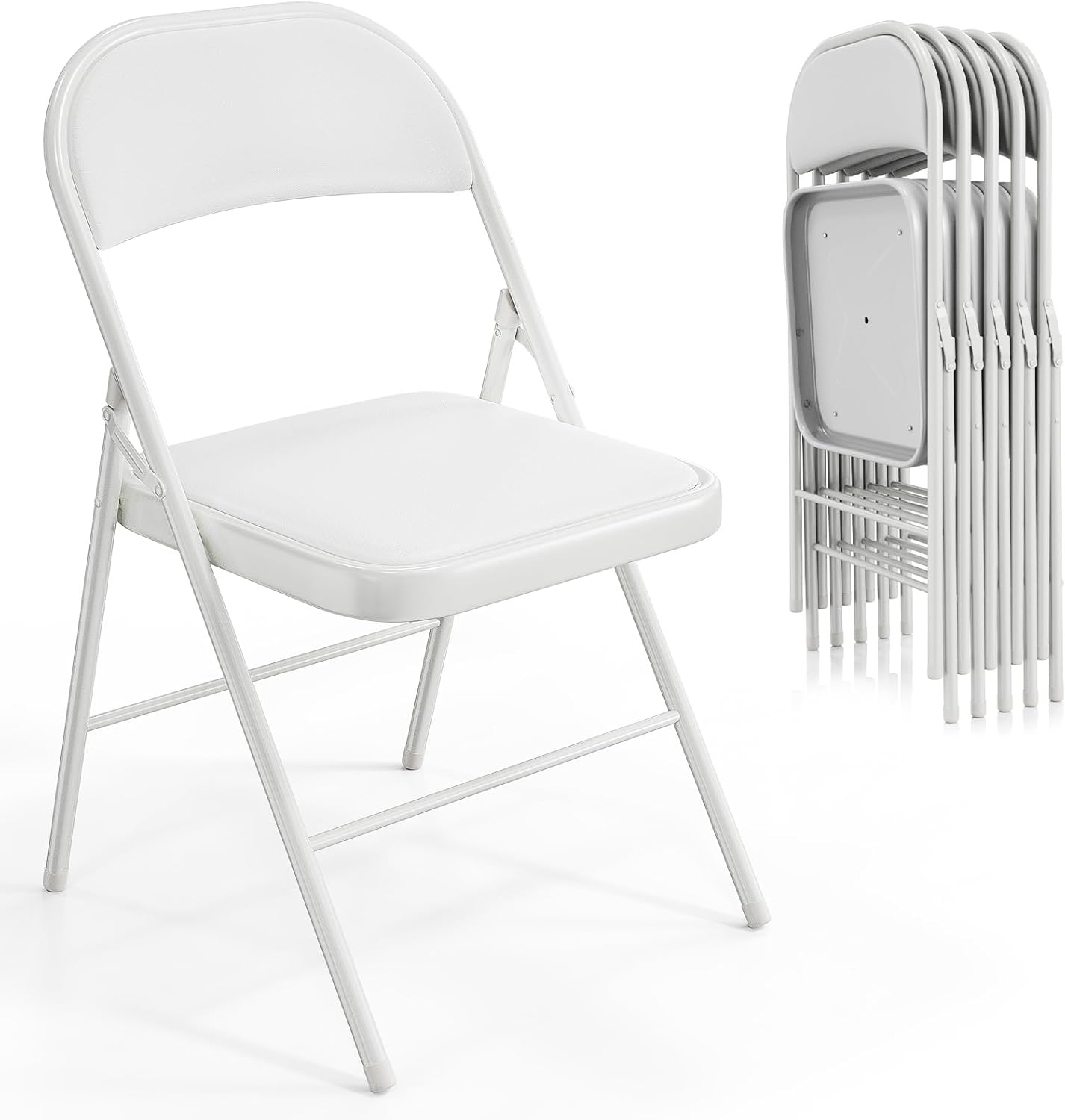 VINGLI 10 Pack Folding Chairs with Padded Seats, Metal Frame with Pu Leather Seat & Back, Capacity 350 lbs, Black