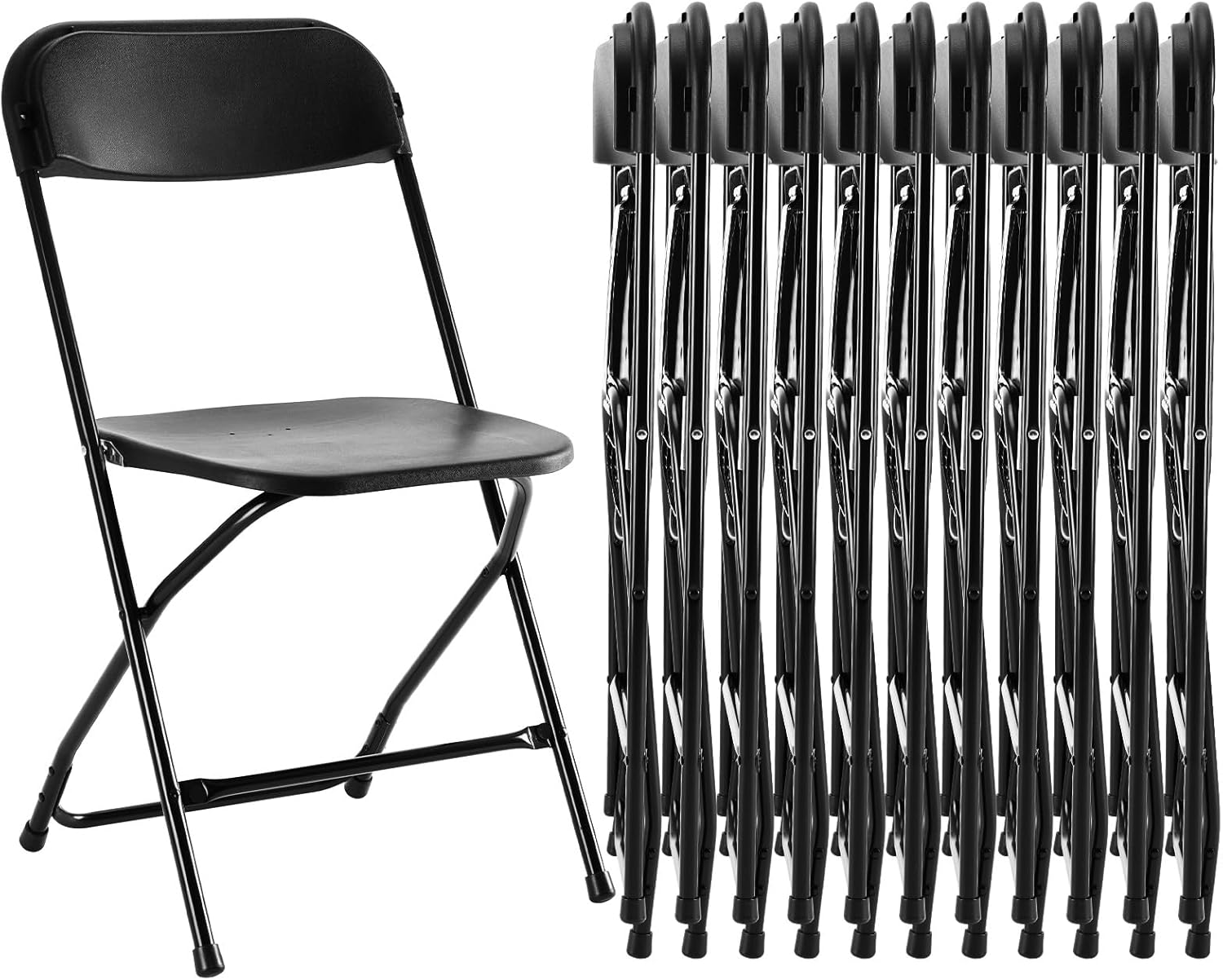 Sweetcrispy Folding Chair 4 Pack, Leather Padded Folding Chairs, Sturdy Metal Foldable Chairs, Easy to Use and Store, Outdoor and Indoor, for Home, Office, Party, Comfy, Black