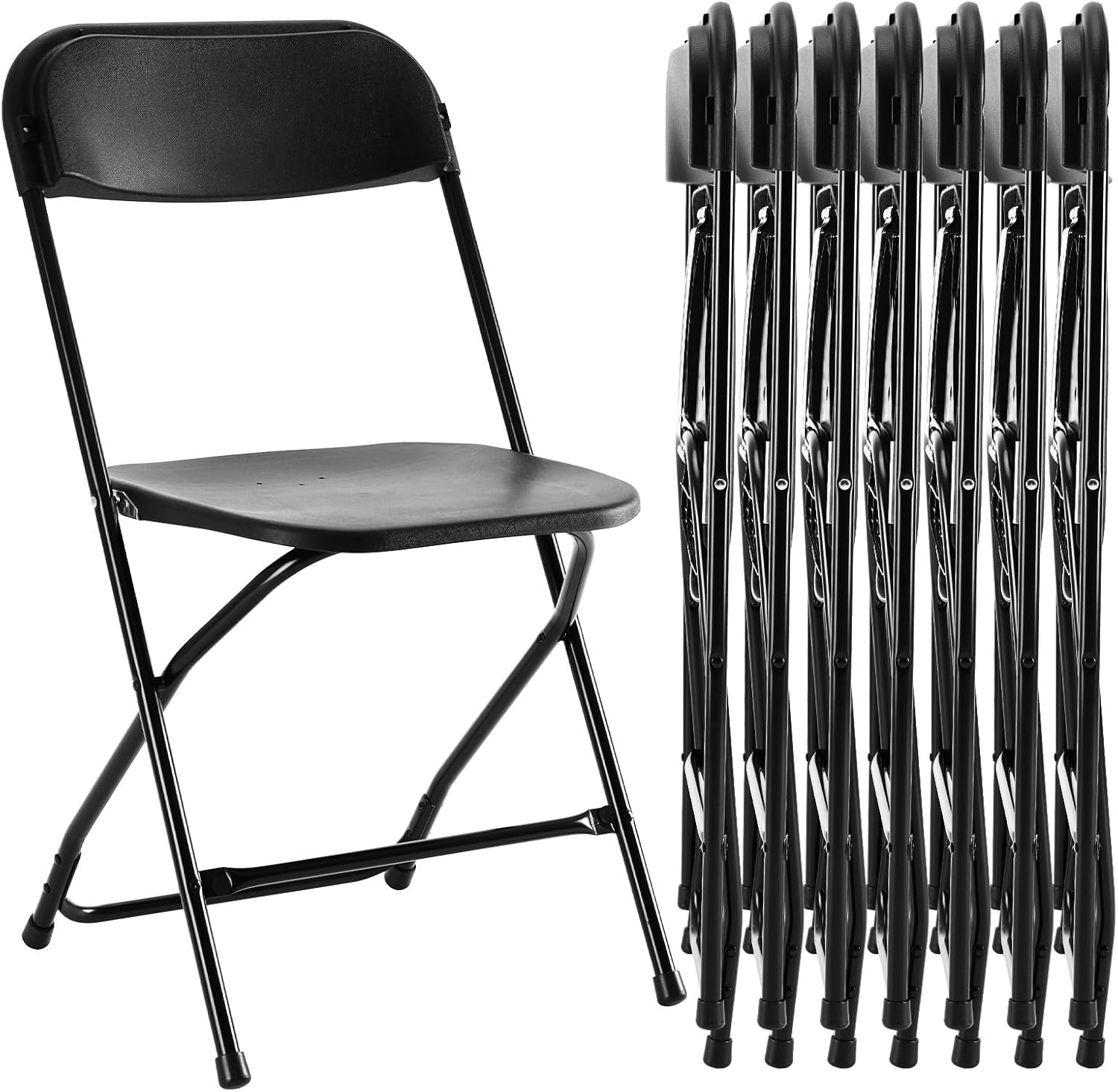 Sweetcrispy Folding Chair 4 Pack, Leather Padded Folding Chairs, Sturdy Metal Foldable Chairs, Easy to Use and Store, Outdoor and Indoor, for Home, Office, Party, Comfy, Black