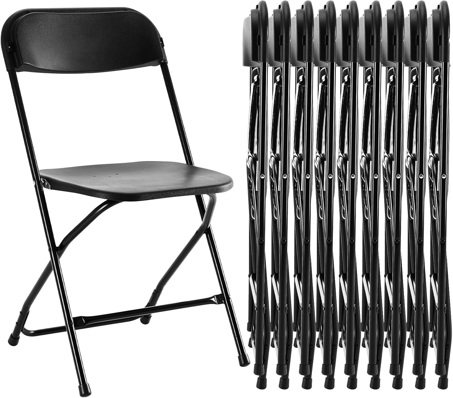 Sweetcrispy Folding Chair 4 Pack, Leather Padded Folding Chairs, Sturdy Metal Foldable Chairs, Easy to Use and Store, Outdoor and Indoor, for Home, Office, Party, Comfy, Black
