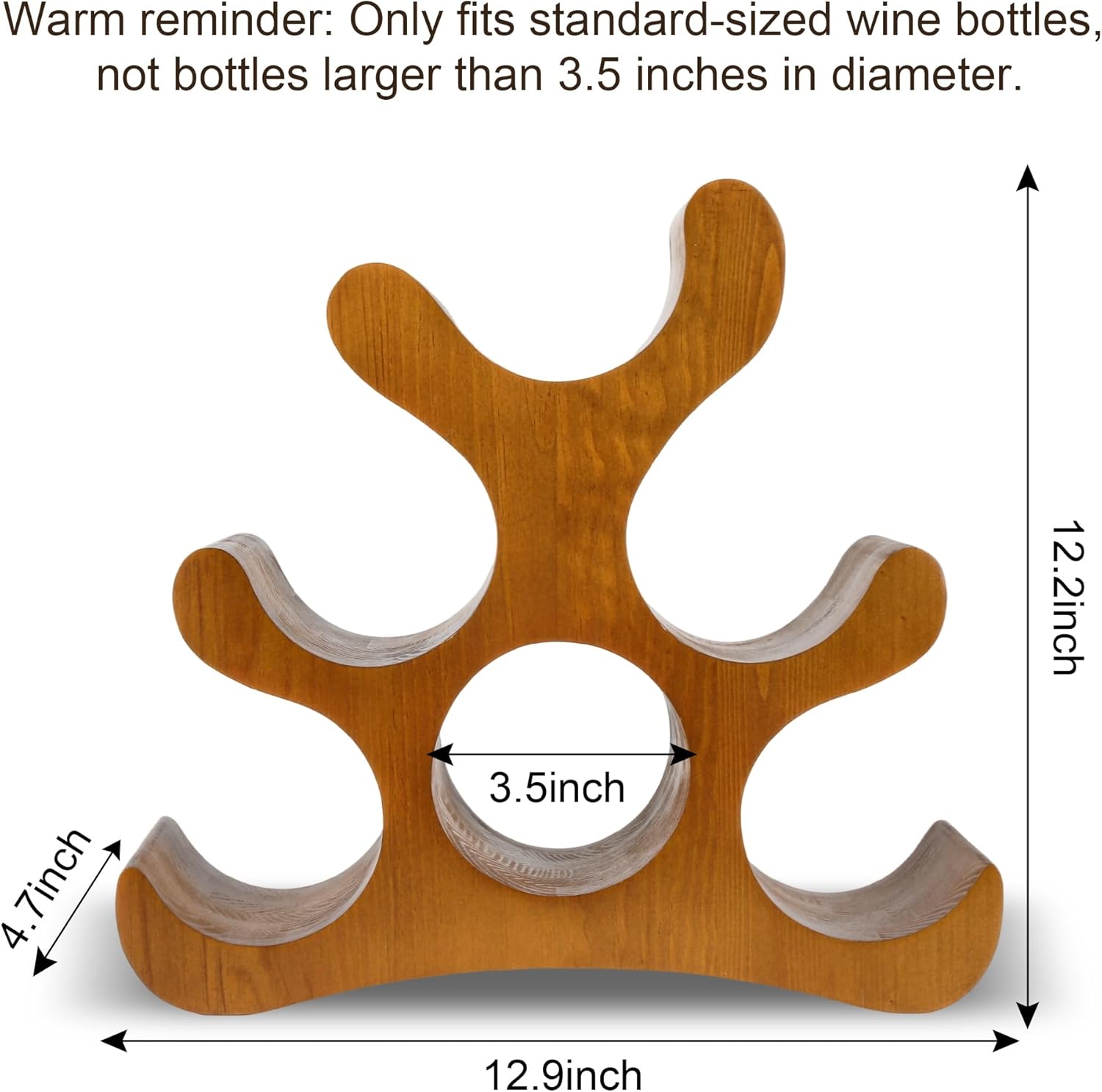 TRUDING Countertop Wine Rack - 6 Bottle Wooden Wine Rack - Freestanding Wine Bottle Holder Stand - Wine Storage Rack for Cabinet Pantry Bar Kitchen (Brown)
