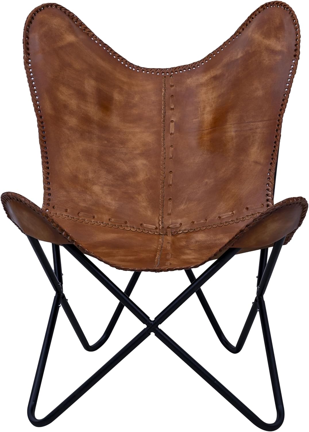 Shy Shy Brown Vintage Leather Arm Folding Chair/Genuine Antique Leather Butterfly Chair Home Décor/Handmade Chair (with Fold-able Stand) - Camping-Hiking-Chairs