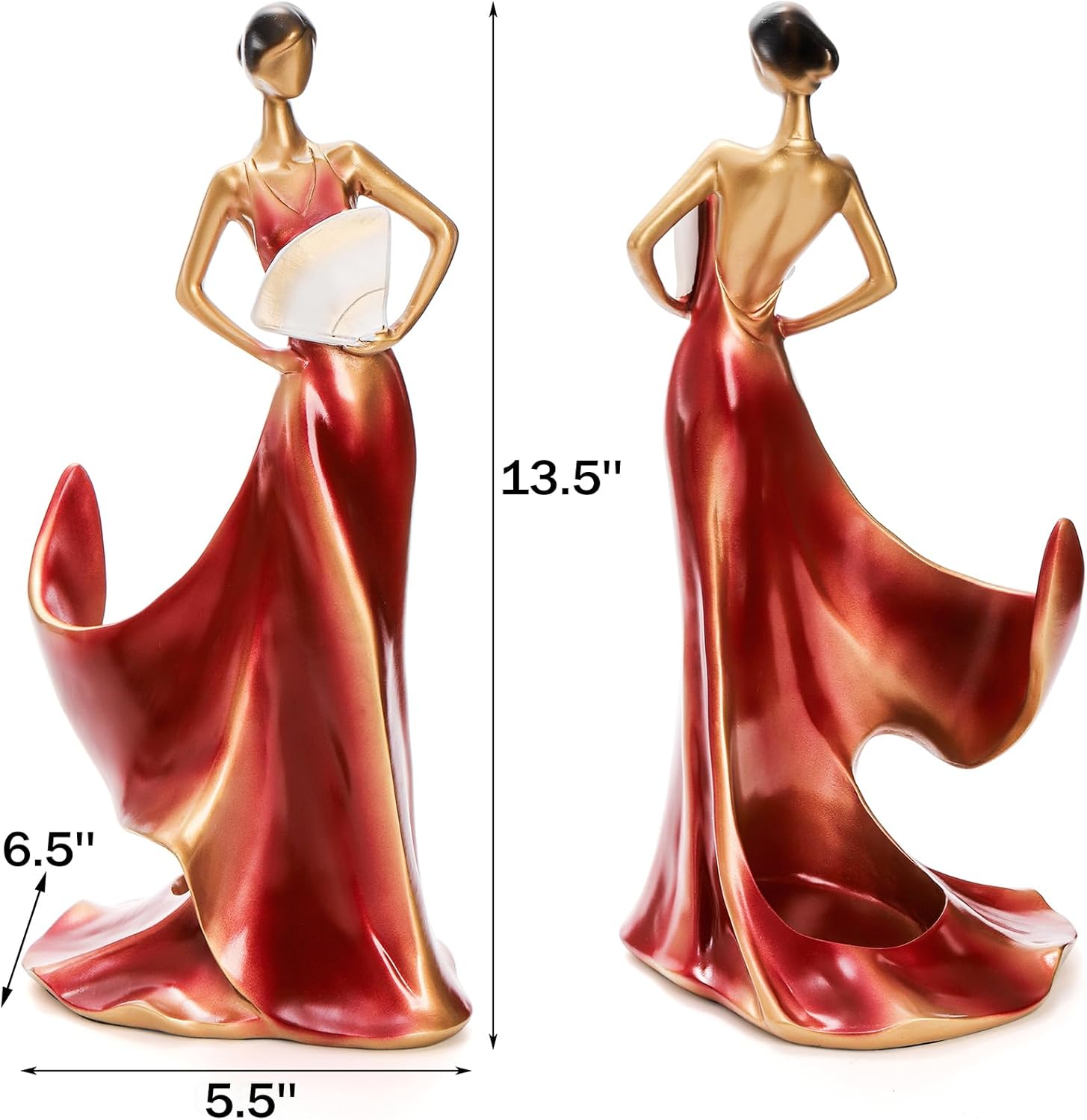 Yesland Wine Bottle Holder, Resin Wine Rack Red Single Beauty Lady Statue Wine Holder Stand Decor for Kitchen Bar Countertop Tabletop - 13.5 x 6.5 x 5.5 Inch