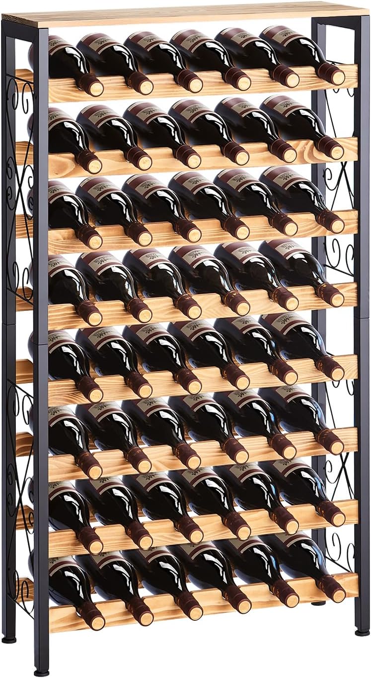 VEVOR 8-Tier 72 Bottles Stackable Modular Wine Rack, Freestanding Wines Holder Display Shelf, Solid Bamboo Wood Storage Racks, Wobble-Free Shelves for Kitchens, Dining Rooms, Cellars, Natural Color