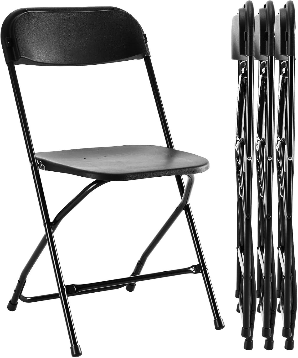 Sweetcrispy Folding Chair 4 Pack, Leather Padded Folding Chairs, Sturdy Metal Foldable Chairs, Easy to Use and Store, Outdoor and Indoor, for Home, Office, Party, Comfy, Black