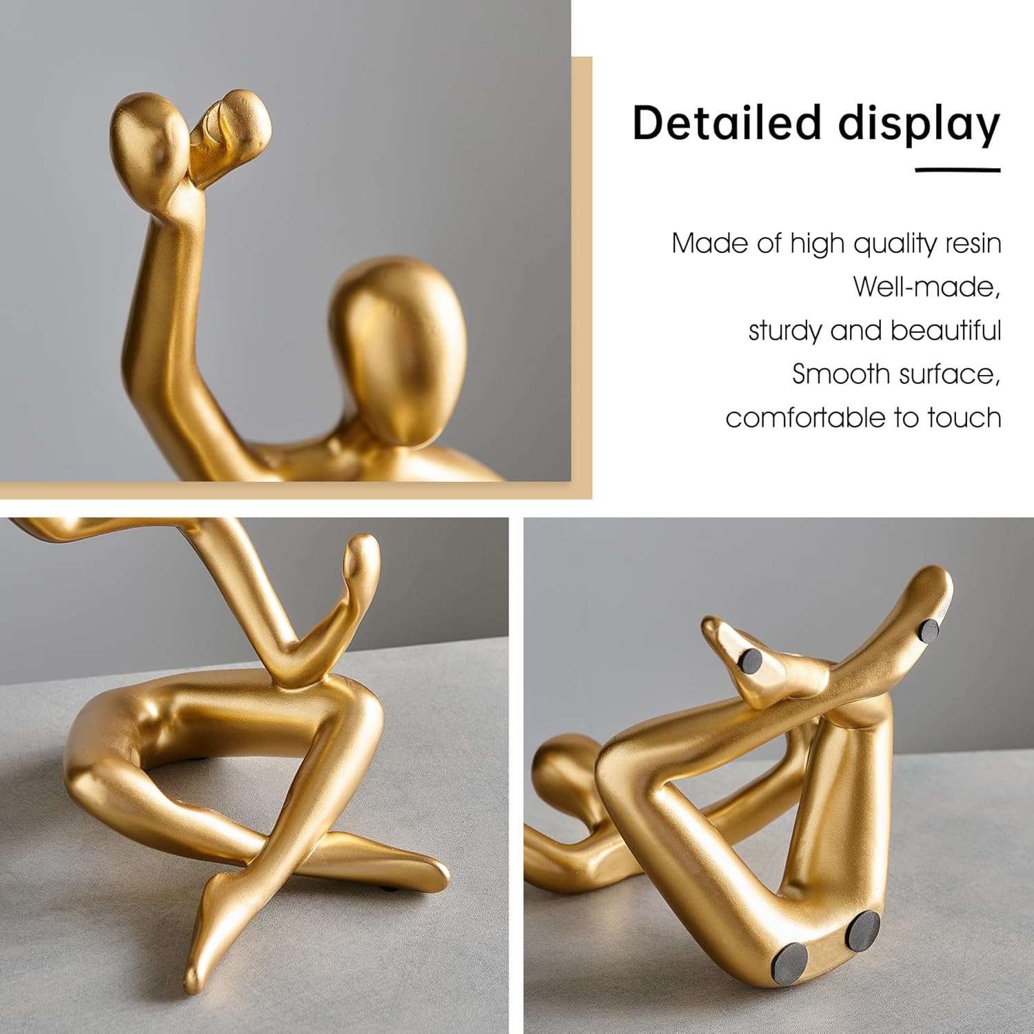 FJSPERM Thinker Statue Wine Rack, Gold Modern Rack for Kitchen Table Decor, Single Wine Bottle Holder Countertop for Bar, Small Bottle Holder Rack