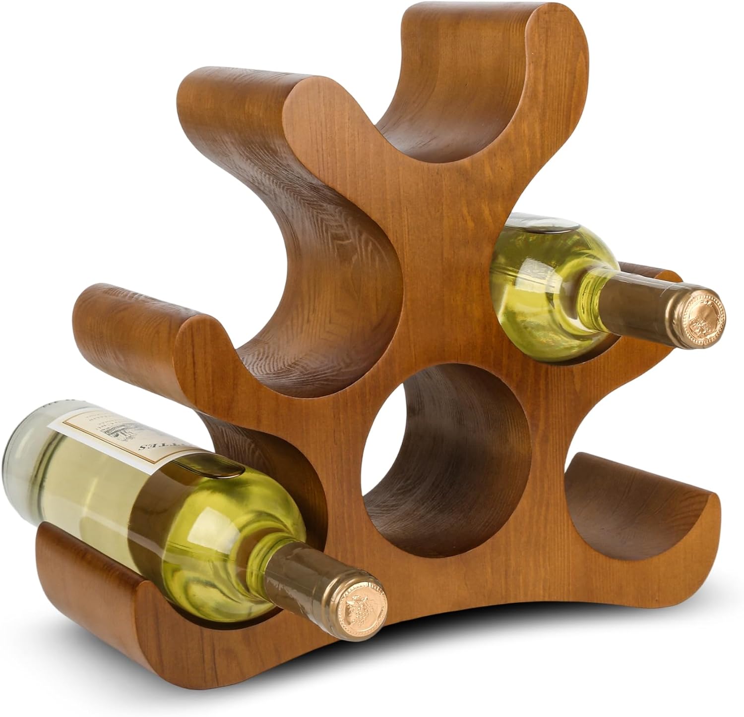 TRUDING Countertop Wine Rack - 6 Bottle Wooden Wine Rack - Freestanding Wine Bottle Holder Stand - Wine Storage Rack for Cabinet Pantry Bar Kitchen (Brown)