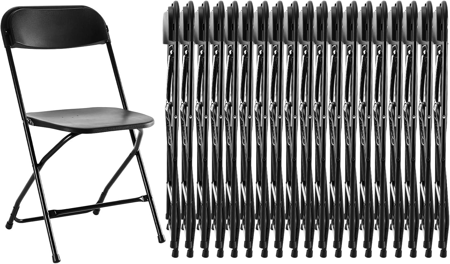 Sweetcrispy Folding Chair 4 Pack, Leather Padded Folding Chairs, Sturdy Metal Foldable Chairs, Easy to Use and Store, Outdoor and Indoor, for Home, Office, Party, Comfy, Black
