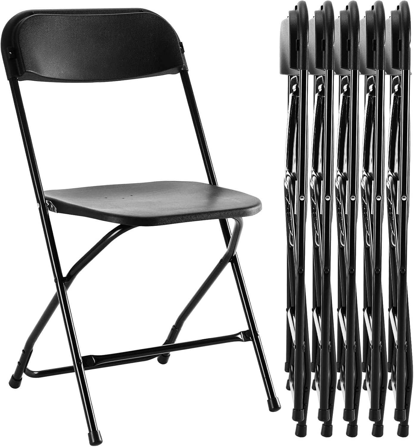 Sweetcrispy Folding Chair 4 Pack, Leather Padded Folding Chairs, Sturdy Metal Foldable Chairs, Easy to Use and Store, Outdoor and Indoor, for Home, Office, Party, Comfy, Black