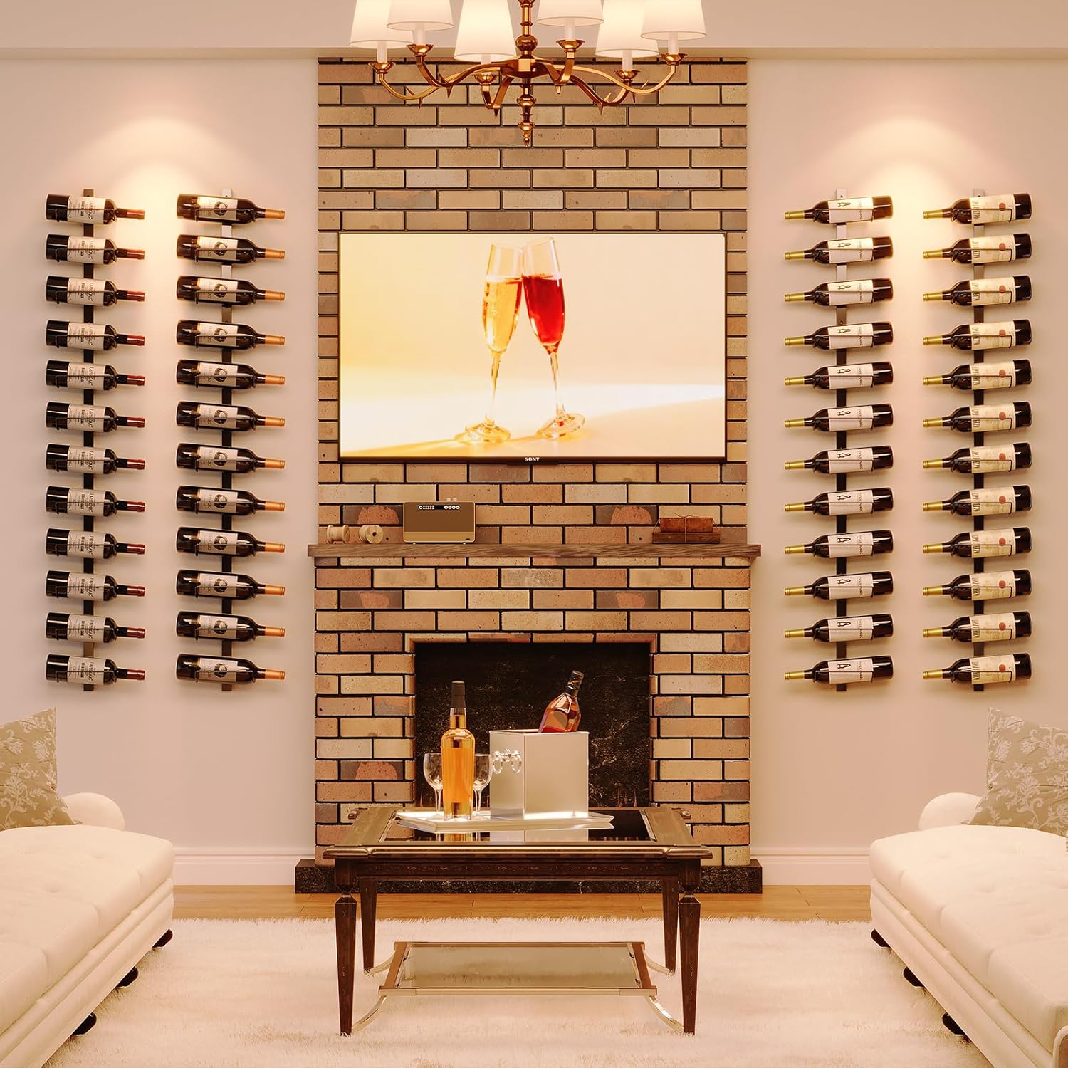 2 Pack 12 Bottle Wall Wine Rack for 24 Wine Bottles, DIY Detachable Wall Mount Wine Rack, Wine Storage Organizer Display Holder Used As One or Four, for Dining Room, Wine Cellar, New Year's Gift