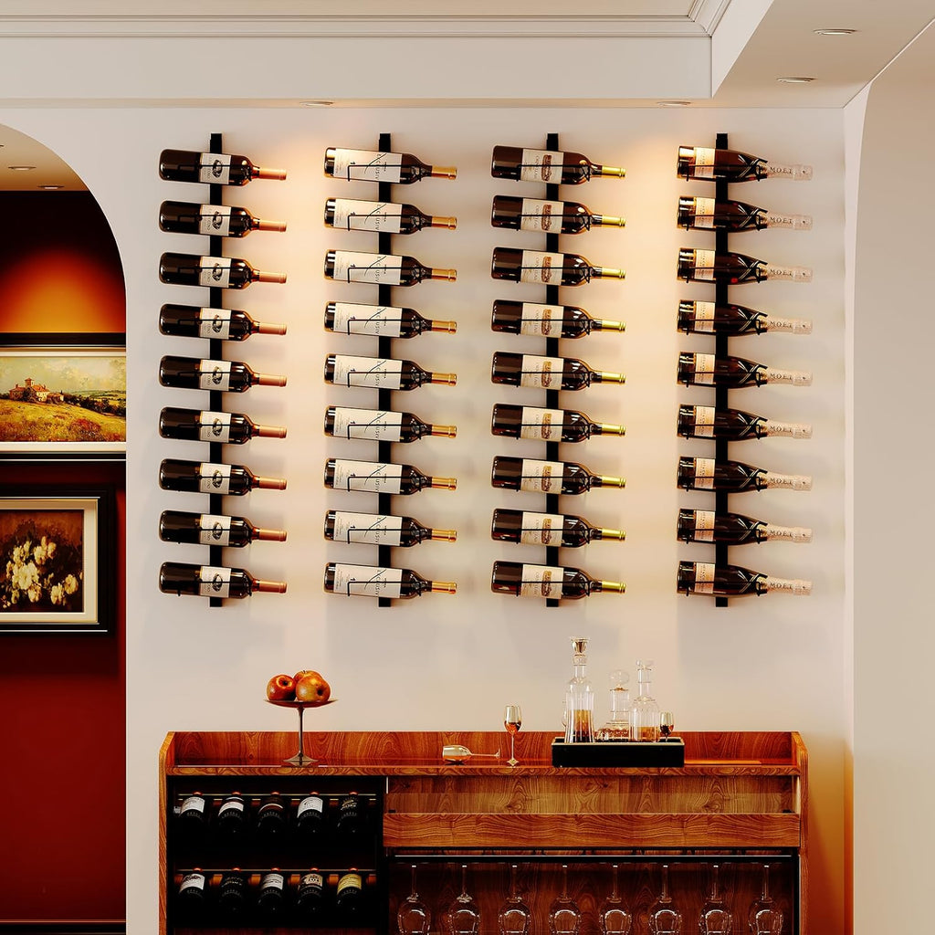 2 Pack 12 Bottle Wall Wine Rack for 24 Wine Bottles, DIY Detachable Wall Mount Wine Rack, Wine Storage Organizer Display Holder Used As One or Four, for Dining Room, Wine Cellar, New Year's Gift